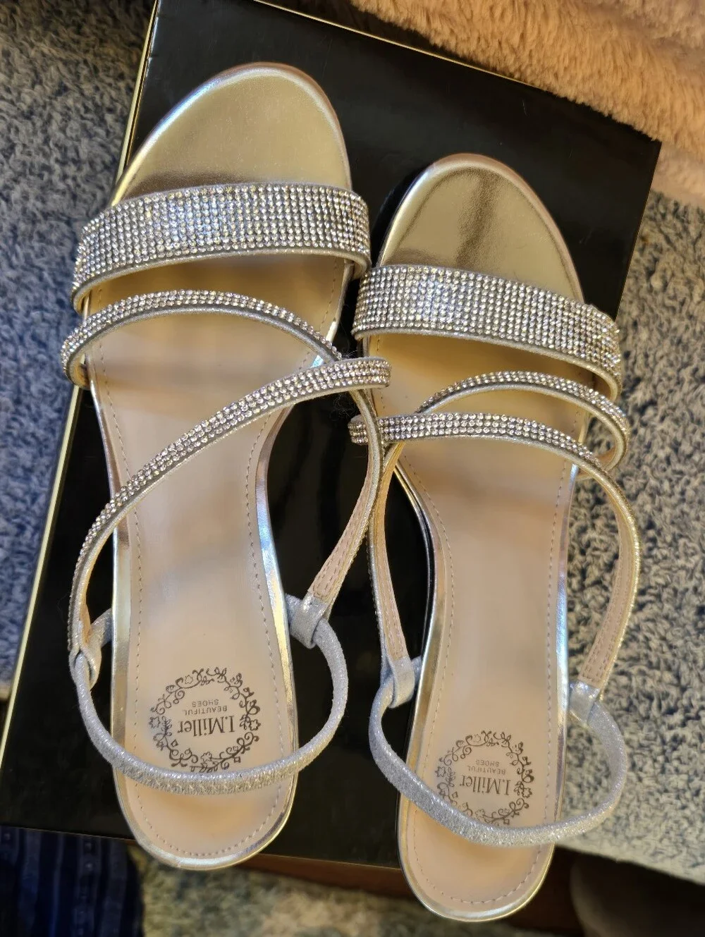 I. Miller Womens Silver Neilson Wedge Sandals Size 7.5 - Picture 3 of 9